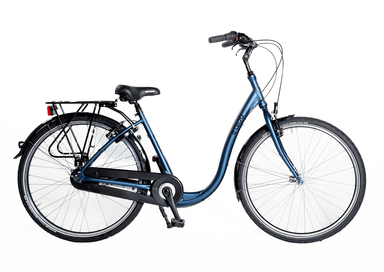 Aldo Comfort 28" 7v — Bicicleta urbana de cuadro bajo, azul