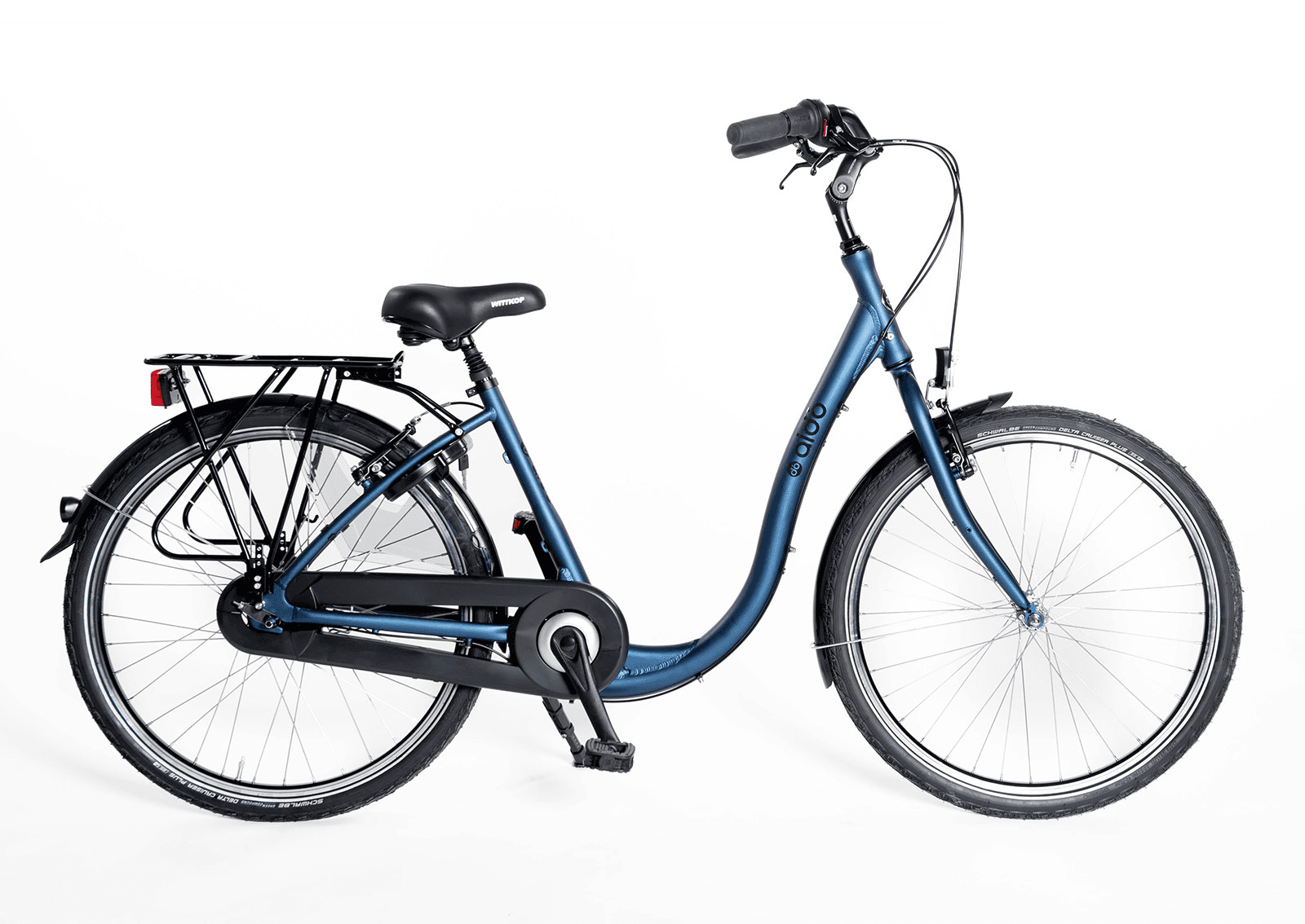 Aldo Comfort 26" 3v — Bicicleta urbana de cuadro bajo, azul