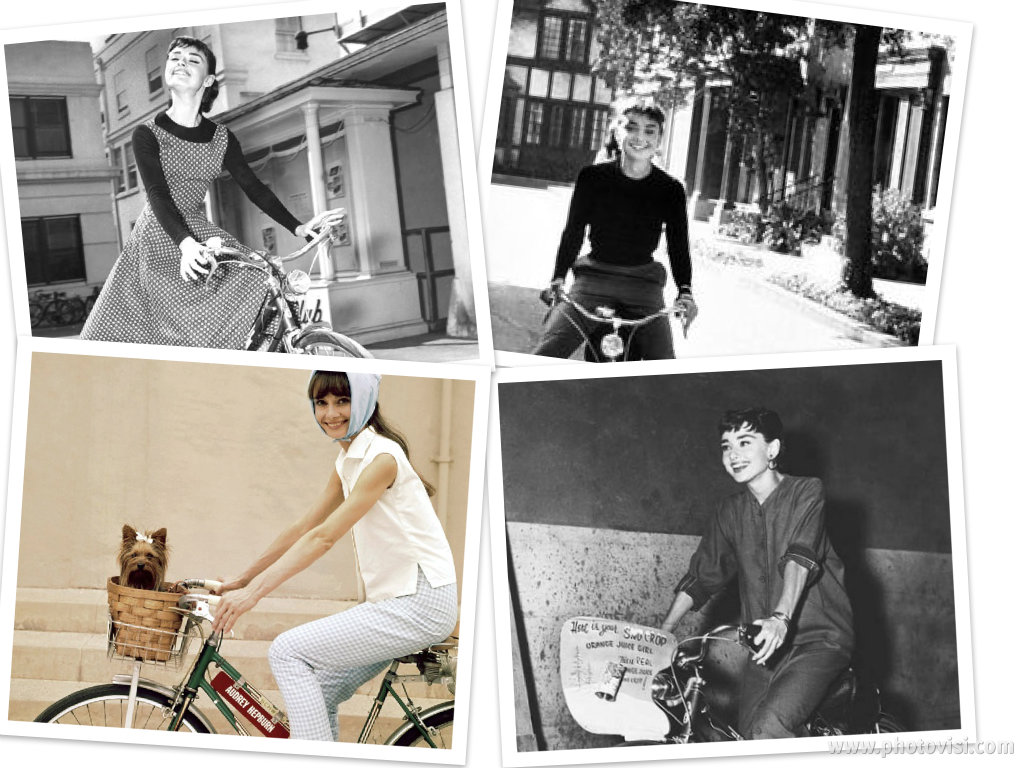 Audrey Hepburn con su bicicleta clásica